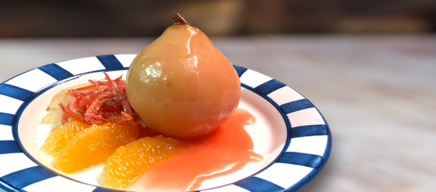 Peras en Salsa de Mantequilla de Naranja